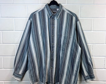 Vintage Shirt Size XXL Hemd Struktur Stripes Langarm 80s 90s