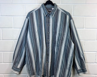 Vintage Shirt Size XXL Shirt Structure Stripes Long Sleeve 80s 90s
