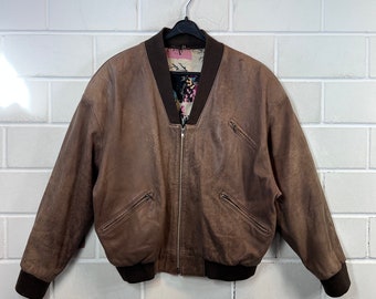 Vintage Men Size S Women’s Size S - L Leather Jacket Bomberjacket Blouson Lederjacke 80s 90s