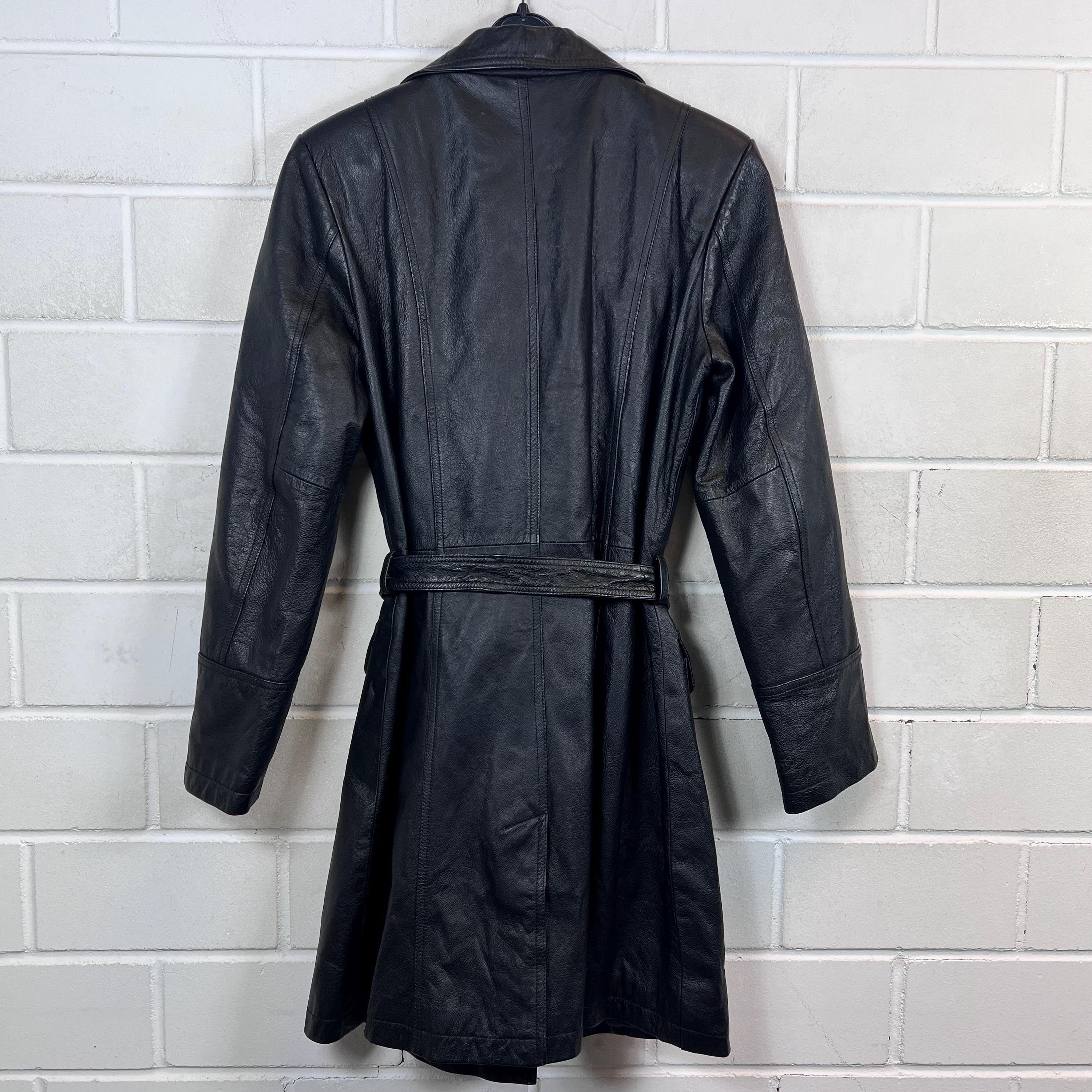 ジャケット・アウター VINTAGE PIG LEATHER JACKET BLACK Vintage Black Pig Leather Parka Coat - 90s American Inspired