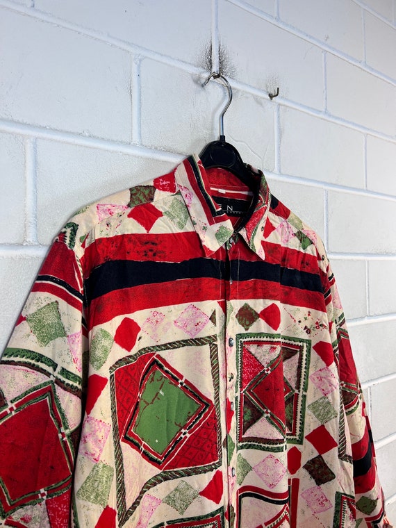 Vintage Size M crazy pattern Shirt Hemd Viscose u… - image 3