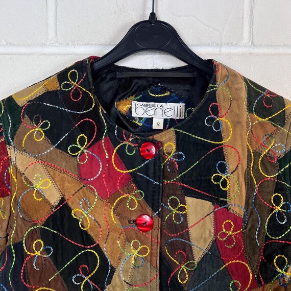 Vintage Patchwork Suede Leather Jacket – Cropped … - image 8