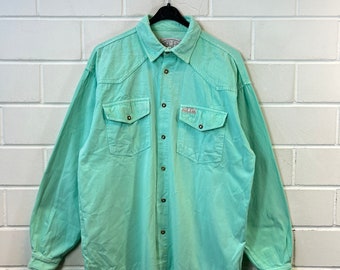 Vintage Shirt Size M - L Cotton Shirt Hemd Corduroy mint 90s