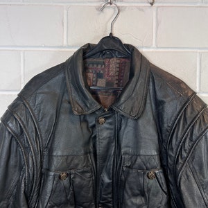 Giacca in pelle vintage Taglia M/L Giubbotto bomber in giubbotto in pelle nero anni '80 e '90 immagine 8