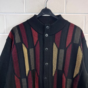 Vintage Cardigan Size L crazy pattern Knit Jacket 90s Y2K image 7