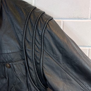 Giacca in pelle vintage Taglia M/L Giubbotto bomber in giubbotto in pelle nero anni '80 e '90 immagine 6