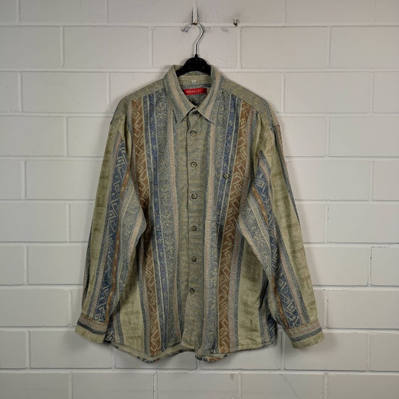 Vintage Size XXL crazy pattern flannel shirt flann