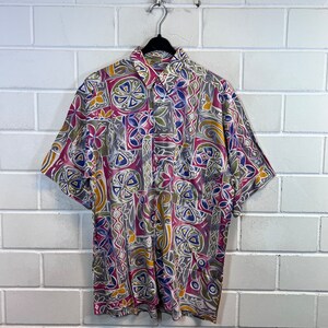 Vintage Size M/L crazy pattern Shirt Hemd unisex Bluse short Sleeves 80s 90s