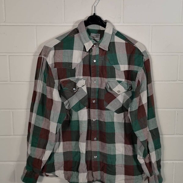 Vintage checkered West Shirt Hemd long Sleeves kariert 80s 90s Size L