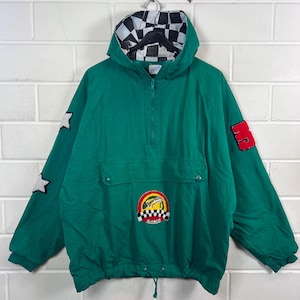 Vintage Racing Anorak Herren L Grün Capricio Kapuzenjacke 90s Motorsport