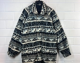 Taglia vintage L - XL modello pazzo Giacca in pile foderata etnica Cappotto Parka anni '80 e '90