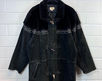 Vintage Women’s Size 2XL - 3XL Leather Jacket Coat Teddyfell pattern 90s