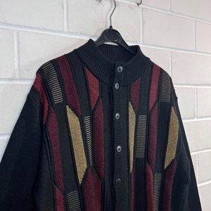 Vintage Cardigan Size L crazy pattern Knit Jacket 90s Y2K image 3