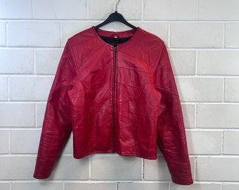 Vintage Leather Jacket Women’s Size M - L Lederjacke red 90s Y2K