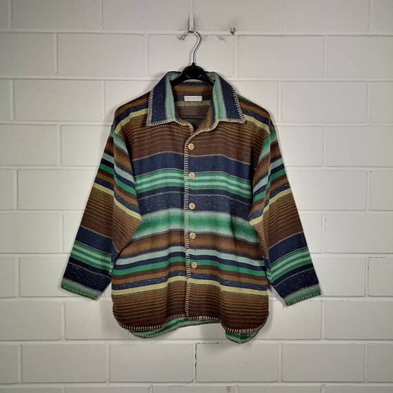 Vintage Size S Wool Jacket Jacket Shirt Stripes 80