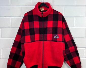 Vintage Salewa Size L Fleece Jacket checkered 90s