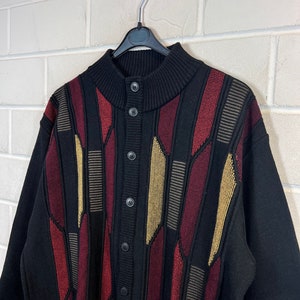 Vintage Cardigan Size L crazy pattern Knit Jacket 90s Y2K image 6