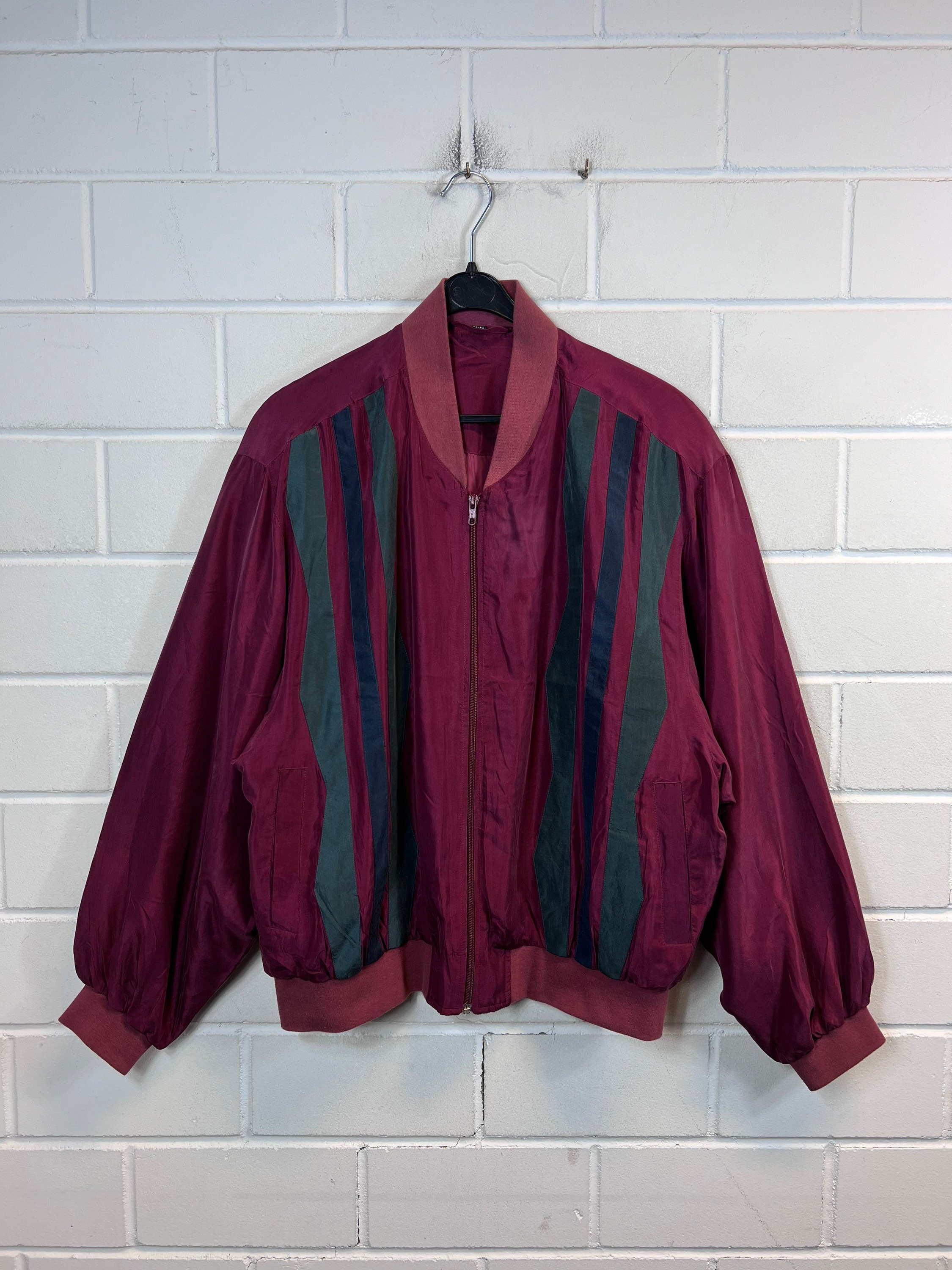 80-90s Vintage　Silk Bomber Jacket MA-1 Vintage Silk Blouson Size M Silk Jacket Bomber 80s 90s
