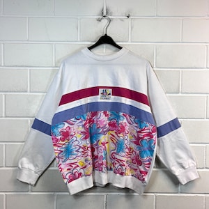 Vintage Sweatshirt Women’s Size XL - XXL crazy pattern Pullover Sweater 80s 90s