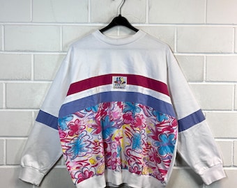 Vintage Sweatshirt Women’s Size XL - XXL crazy pattern Pullover Sweater 80s 90s