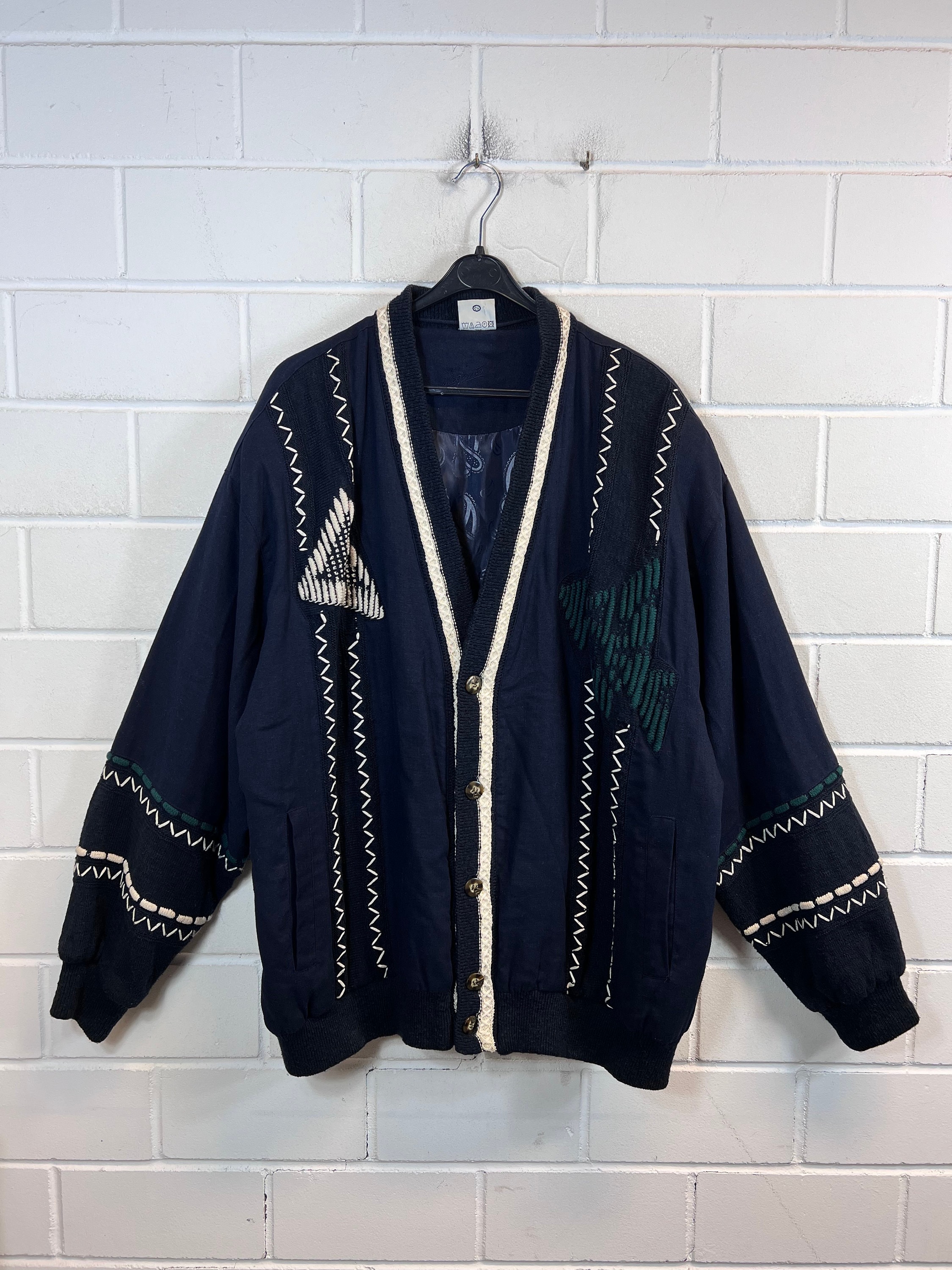 ジャケット・アウター 80s 90s FRANCE linen blouson jacket EURO Vintage Size XXL Lined Jacket Blouson Bomber Pattern 80s 90s