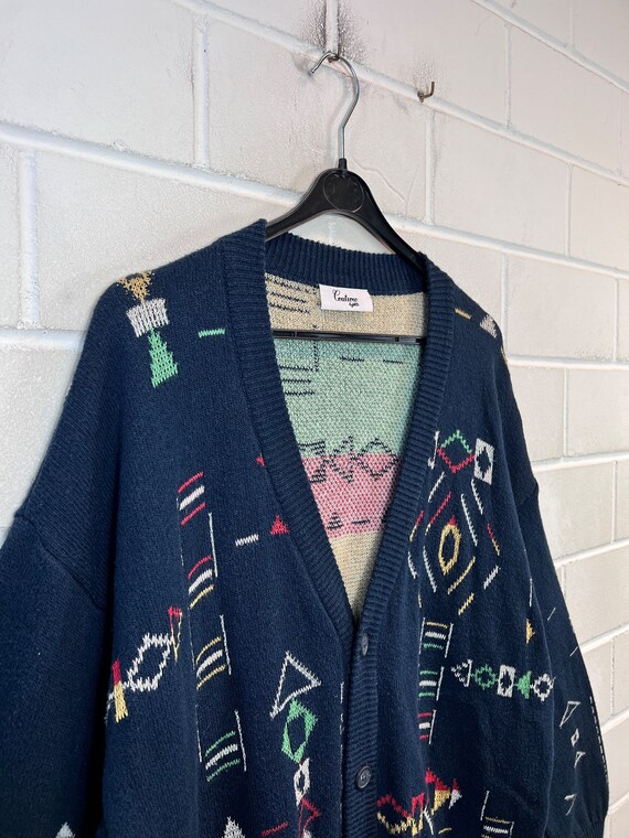 Vintage Cardigan Size M - L crazy pattern Knit Ja… - image 3