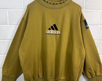 Bluza z logo Adidas Equipment EQT z lat 90., męska, rozmiar L, kolor musztardowo-żółty