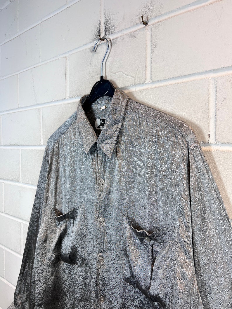 Vintage Tom Tailor Shirt Size L Viscose Shirt Hemd unisex Bluse Langarmshirt Longsleeved shiny 80s 90s Bild 6