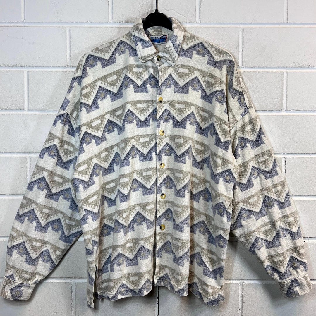 Vintage Terry Cloth Shirt Size XXL - XXXL Crazy Pattern