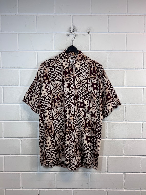 Vintage ethnic shirt Size S - M crazy pattern shi… - image 1