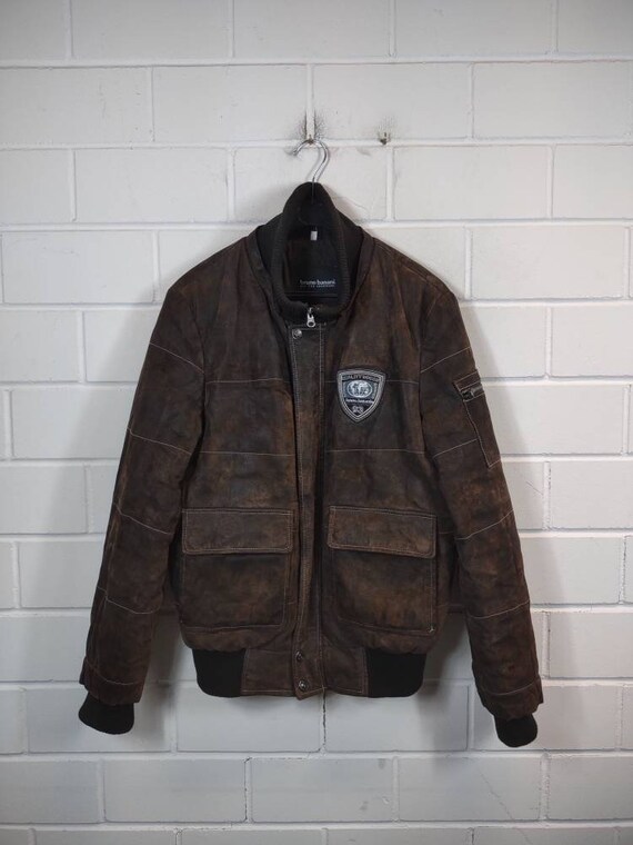 Bruno Banani Size S Lined Leather Jacket Blouson Bomber 00s