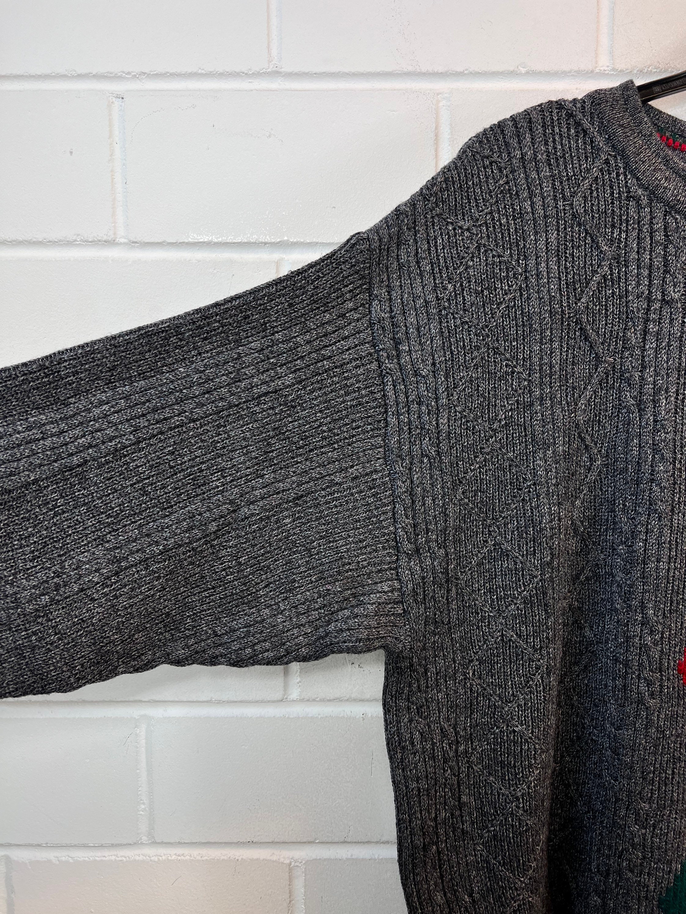 Vintage Pure New Wool Sweater | 90s Knit Sweater Grey | Unisex 