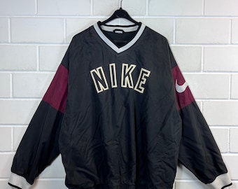 Vintage Nike maglione maglione Shell Spellout scollo a V anni '90