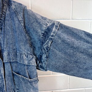 Vintage lined Denim Jacket Womens Size S M long Denim Coat Jeansmantel 80s 90s Bild 7