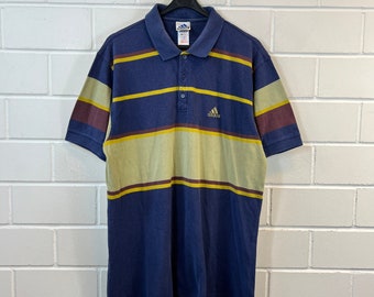 Vintage Adidas Size XL Polo Shirt Polo Shirt Short Sleeve Stripes 90s