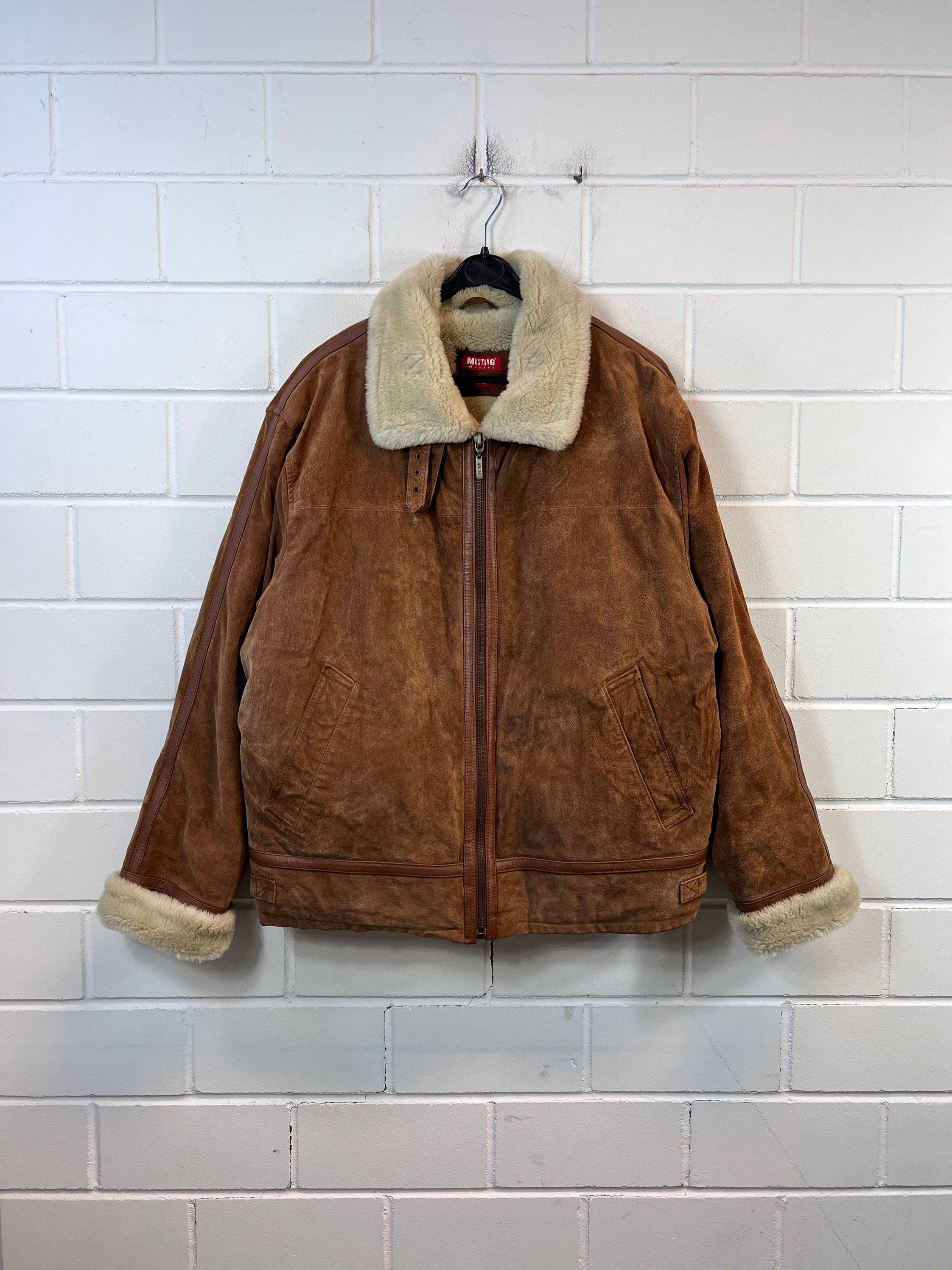 Vintage Mustang Size XXL Lined Suede Leather Jacket Teddy Fur - Etsy 販売新販売 vintage jacket fur leather suede レザージャケット