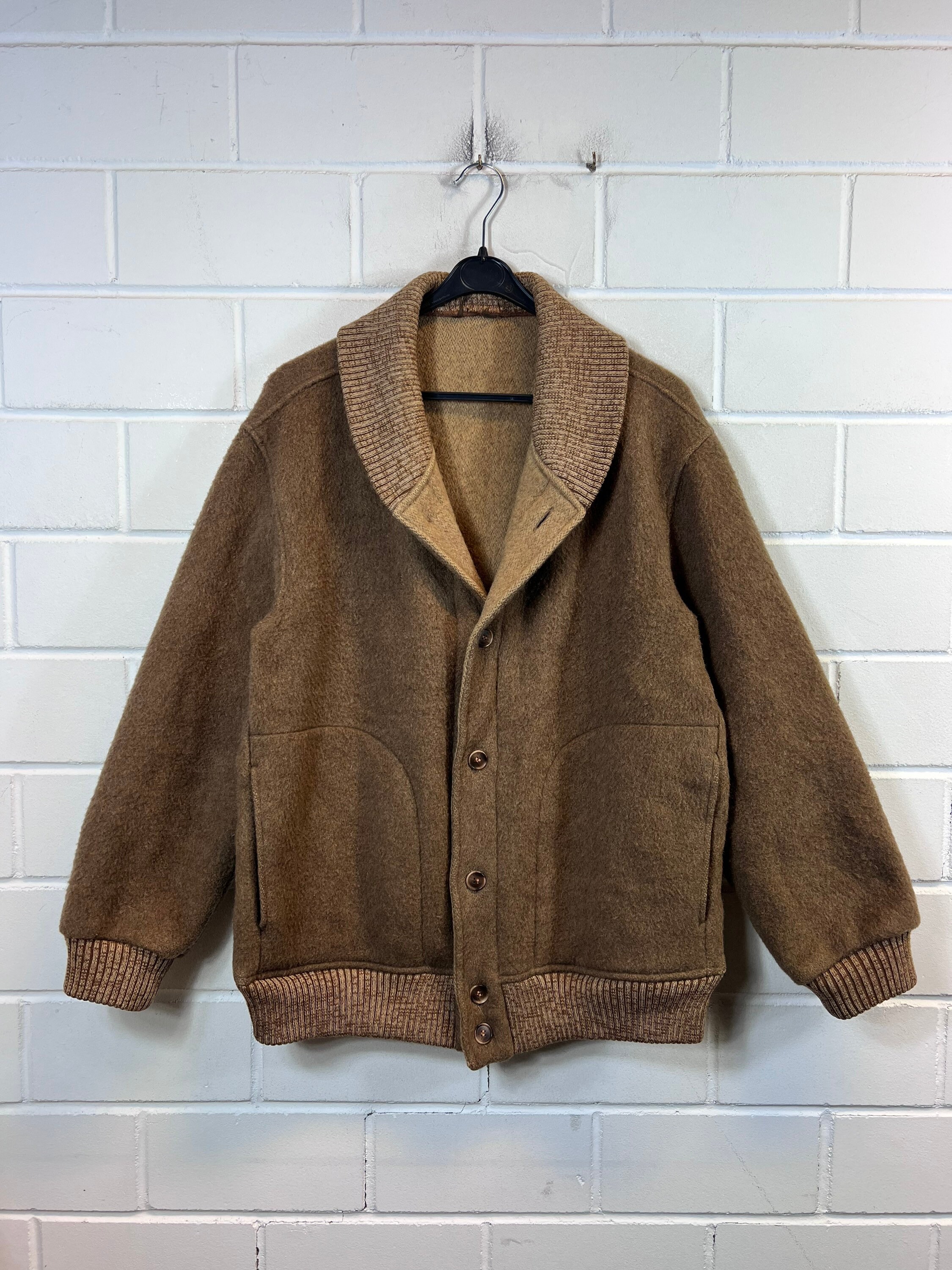 ジャケット・アウター [SullneArchives] 90s Wool Mode Blouson Vintage Wool Jacket Size L/XL Basic Wool Blouson Brown 90s