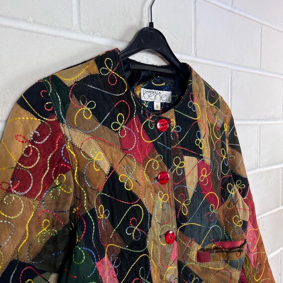 Vintage Patchwork Suede Leather Jacket – Cropped … - image 3