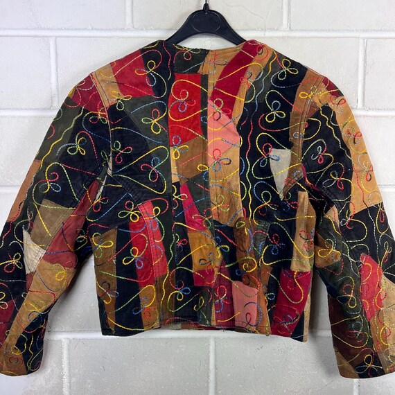 Vintage Patchwork Suede Leather Jacket – Cropped … - image 2