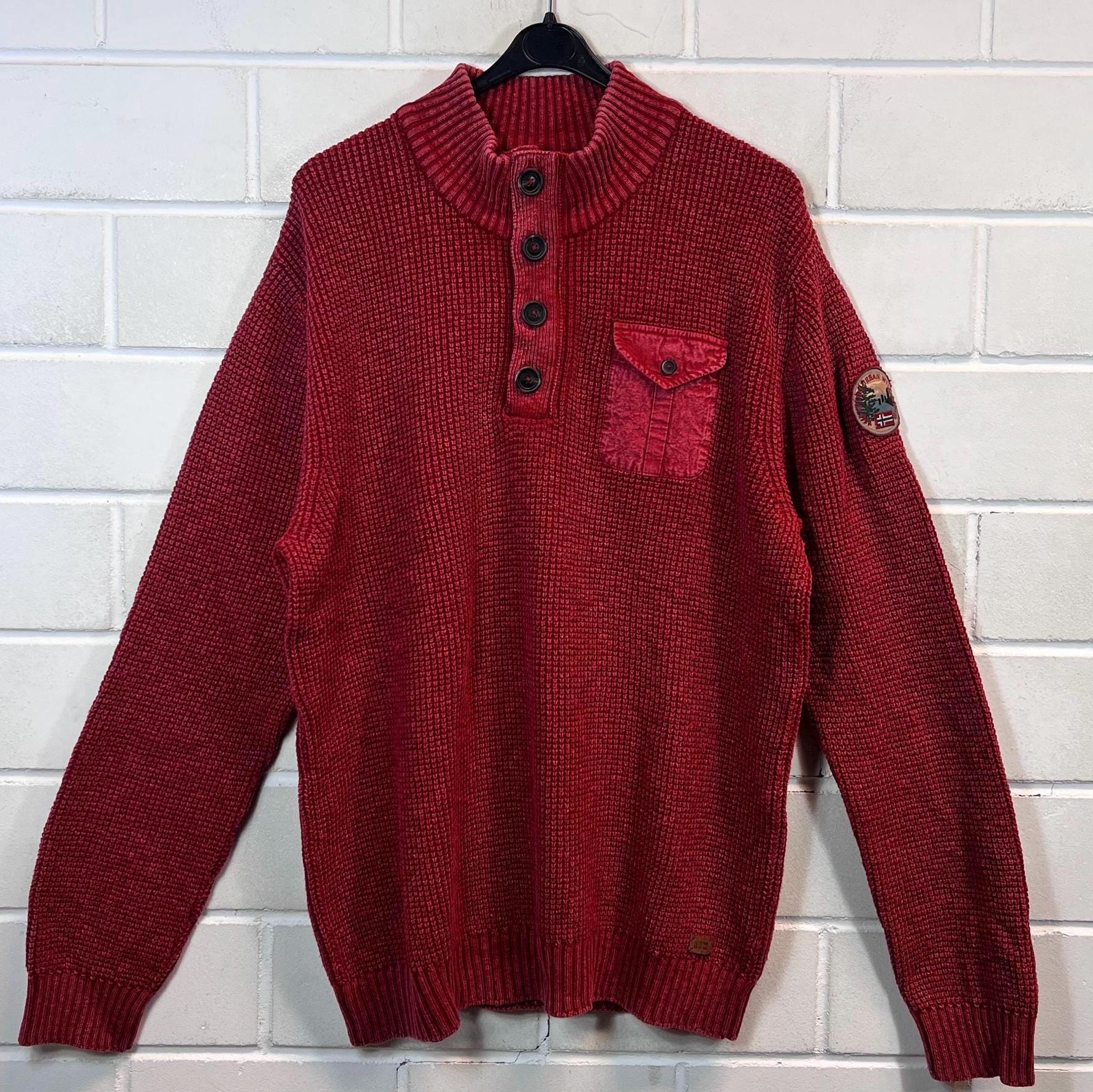 Napapijri, Vintage Napapijri Pullover Size XXL Sweater Jumper Quarterzip red 80s 90s