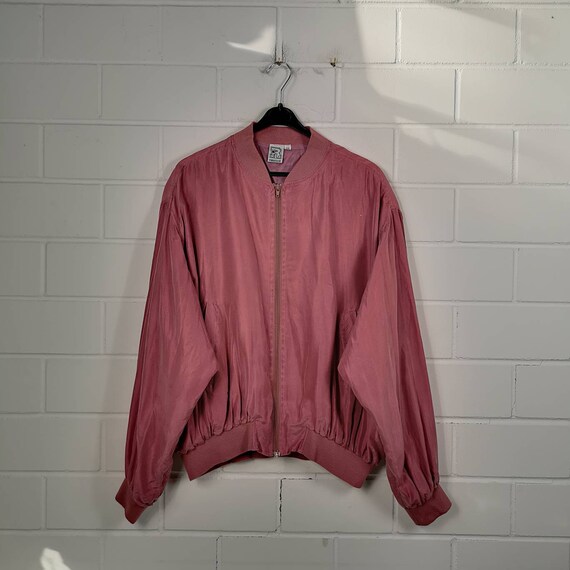 Vintage Size XL Silk Bomber Jacket Silk Jacket Blo