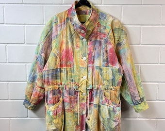 Vintage Women Size M crazy pattern Jacket colorful Übergang 80s 90s