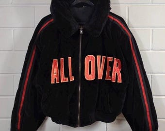 Vintage Women Size S/M lined cropped Velvet Jacket  Samt Jacke Hoodie 80s 90s (mit Mängeln/with deficiencies)