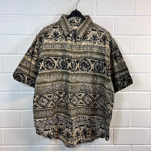 Vintage unworn Waffle Shirt Size XXL crazy pattern Cotton Shirt Hemd Kurzarm 80s 90s
