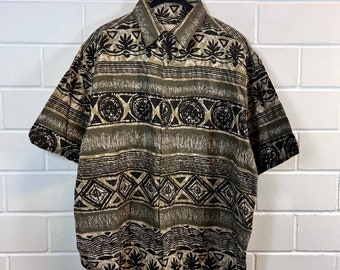Vintage unworn Waffle Shirt Size XXL crazy pattern Cotton Shirt Short Sleeve 80s 90s