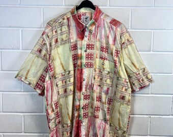 未使用【VINTAGE】80s 90s クレイジーパターン ビンテージシャツ 80～90s Vintage クレイジーパターン 切替デザイン レーヨン