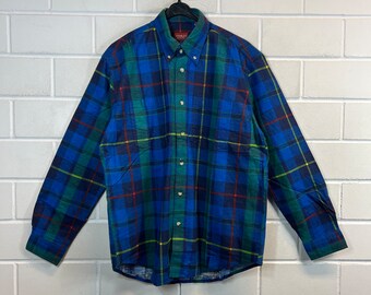 Vintage unworn Flannel Shirt Size M - L checkered Cotton Flannel Shirt Longsleeved 80s 90s