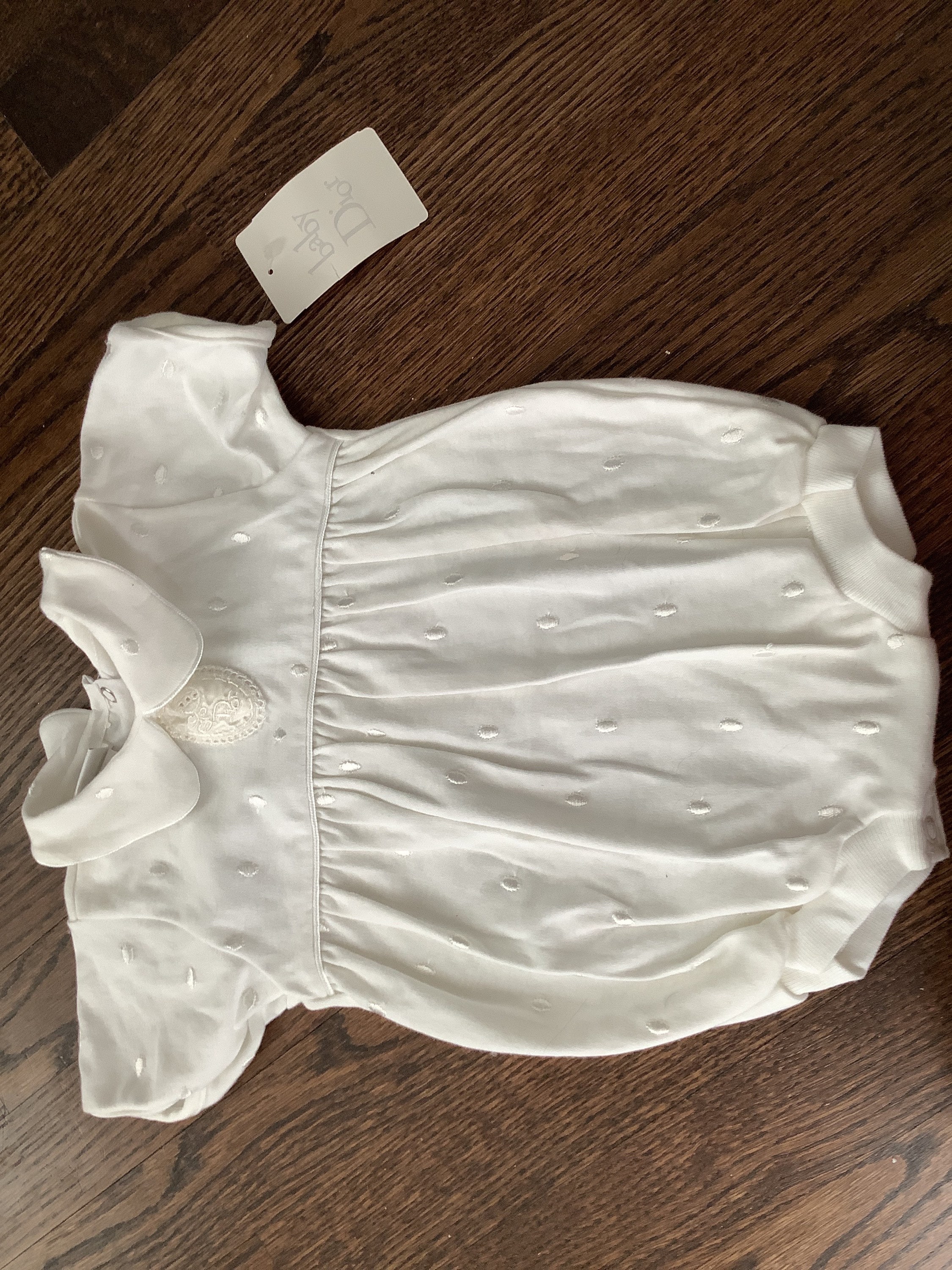 Vintage Baby Dior White Romper Usa 3-6 Months 12-18 Lbs Stotcjed