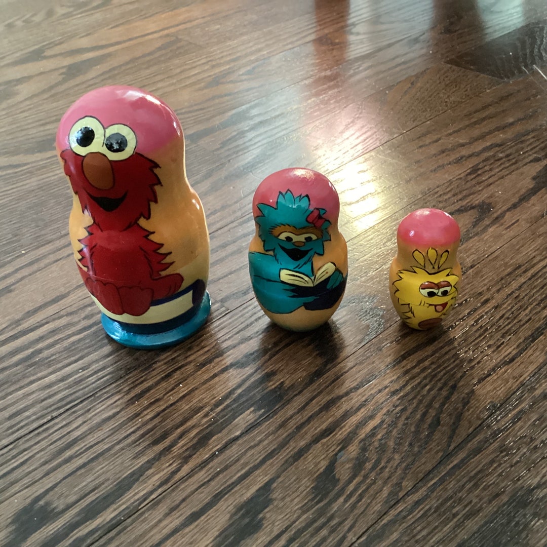 Sesame Street Russian Traditional Hand Painted Nesting Dolls Wooden