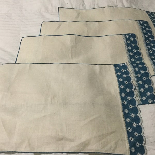 Blue and White Scalloped Placemat Etsy